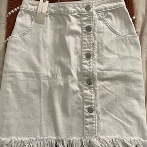 Anthropologie White Button-Down Mini Skirt